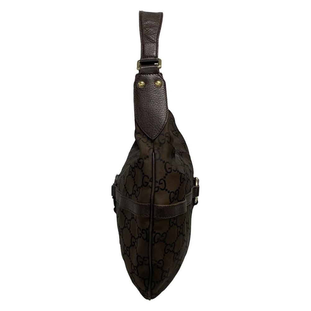 Gucci Interlocking G/GG Shoulder Bag 257292 Dark Brown Black Jacquard Leather - Picture 4 of 15